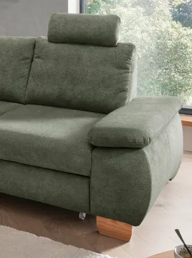 Ecksofa - Ecke links und 2-Sitzer, Stoff, Dunkelgrün