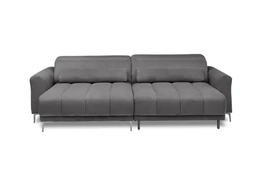 Ecksofa MINAO - 1,5-Sitzer mit Longchair rechts, Sitztiefe verstellbar motorisch, Kopfteil verstellbar, Stoff, Graphite