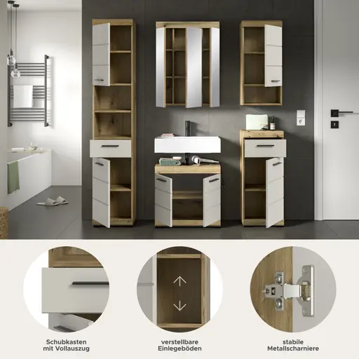 Badblock - 5-teilig, Evoke Eiche Nachbildung, Kaschmir