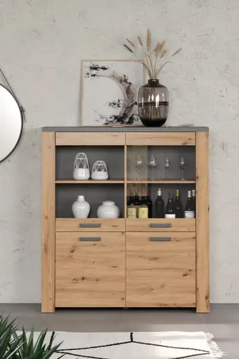 Highboard - Eiche Dekor, Graphit