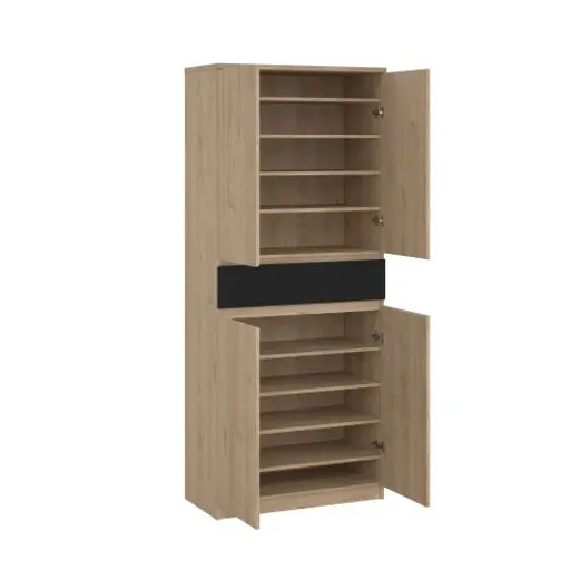 Schuhschrank - B ca. 81 cm, Jackson Hickory Nachbildung, Schwarz