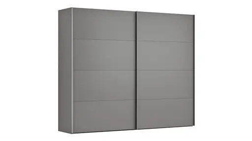 Schwebetürenschrank Viana - B ca. 271 cm, Lack, Steingrau