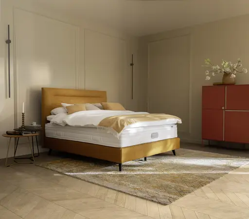 Boxspringbett Navelli 2 - Liegefläche ca. 180x200 cm, Stoff, Kurkuma