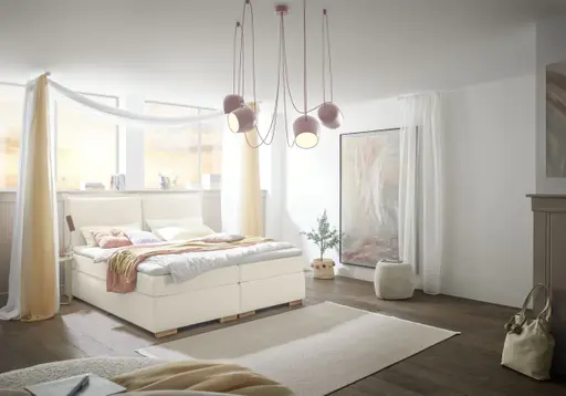 Boxspringbett SANDRIN A- Liegefläche ca. 180x200 cm, Stoff, Weiß