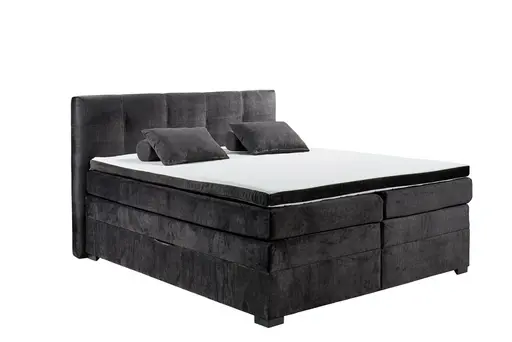 Boxspringbett - Liegefläche ca. 180x200 cm, Stoff, Schwarz