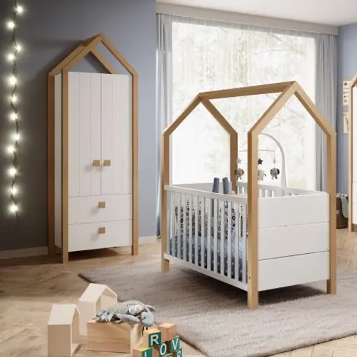 Kleiderschrank - B ca. 76 cm, Kiefer Weiß, Birke