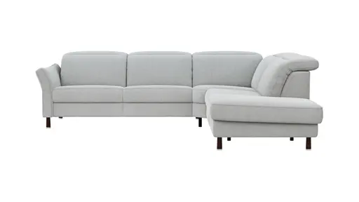 Ecksofa Rafaela - 2,5-Sitzer, Ecke rechts, Kopfteil verstellbar (manuell), Webstoff, Ecru
