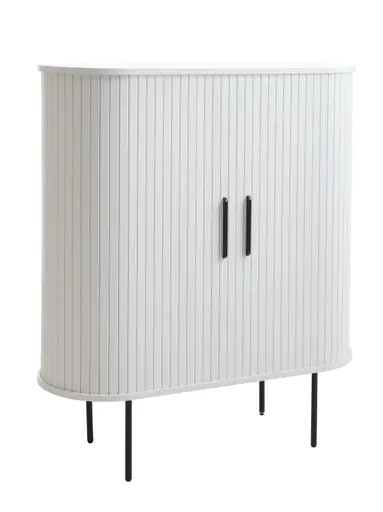 Highboard - B ca. 100 cm, Eiche Furnier, Weiß