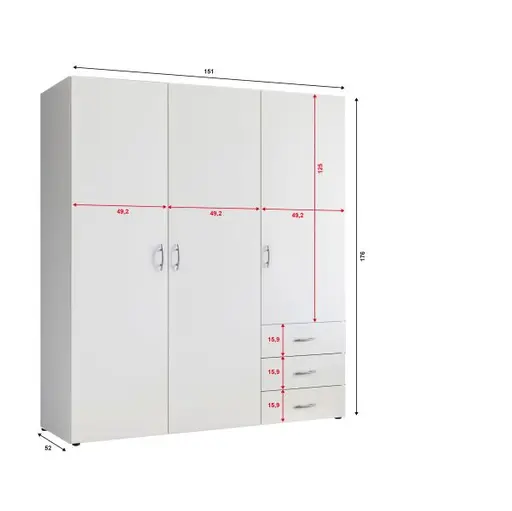 Kleiderschrank- B ca. 150 cm, Weiß