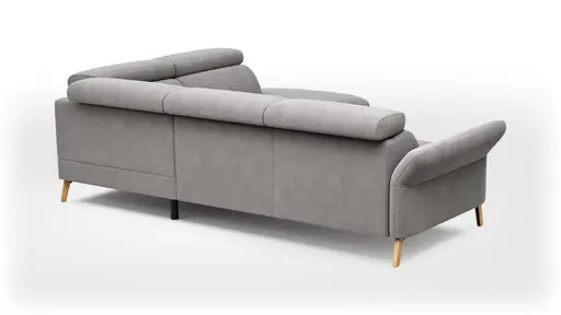 Sofa Maryville - 2,5-Sitzer mit Eckelement und Abschlussteil medium rechts, inkl. Kopfteil verstellbar, Stoff, Grau