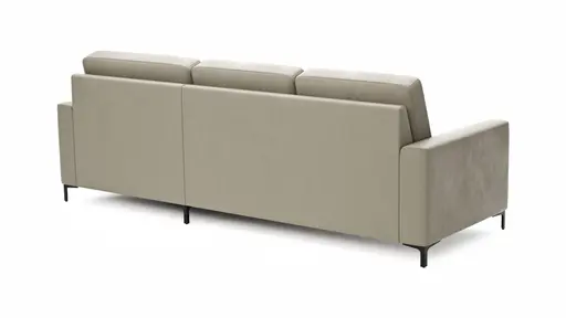 Ecksofa Merlos H - 2,5-Sitzer mit Longchair rechts inkl. Relaxfunktion (motorisch), Leder, Kreide