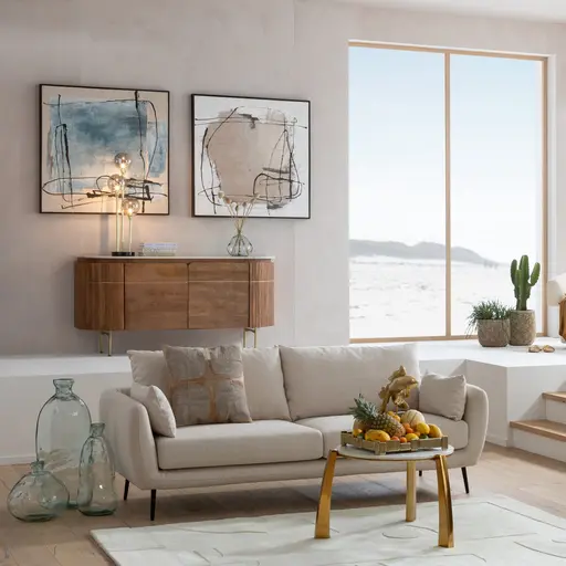 Sideboard- Massivholz, Mango, Gebeizt, Marmorplatte