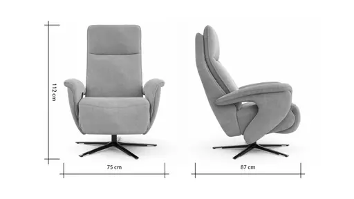 Sessel Tulsa Relax - Größe L, inkl. Kopf-/Fußteil/Rückenlehne verstellbar, Leder, Graubeige