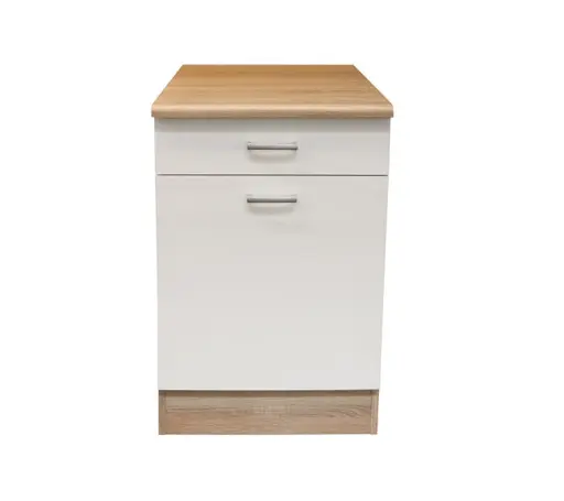 Unterschrank- B ca. 50 cm, Eiche Dekor, Weiß, Matt