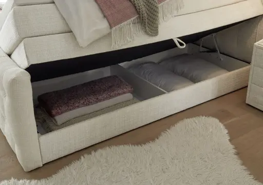 Boxspringbett- Liegefläche ca. 180x200 cm, Stoff, Creme