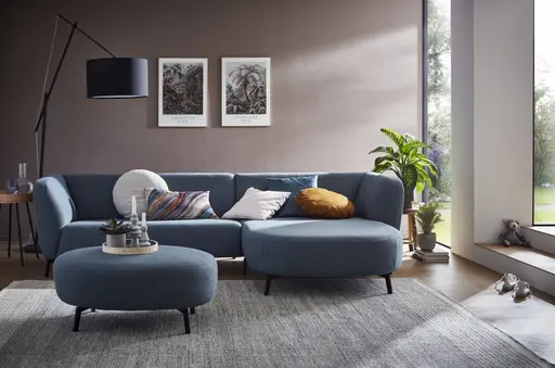 Ecksofa Morela - 2-Sitzer mit Longchair rechts, Stoff, Petrol