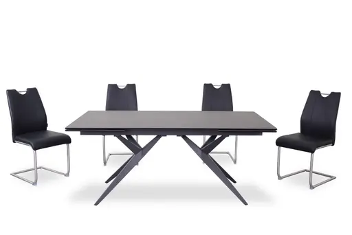 Esstisch MICHELA - ausziehbar, LB ca. 180x95 cm, Glaskeramik, Dunkelgrau