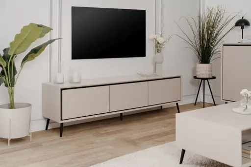 Lowboard - B ca. 175 cm, Sand, Schwarz