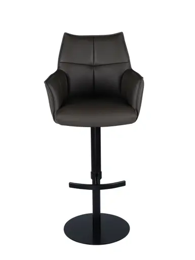 Barhocker MELE - drehbar, höhenverstellbar, Leder, Dunkelbraun
