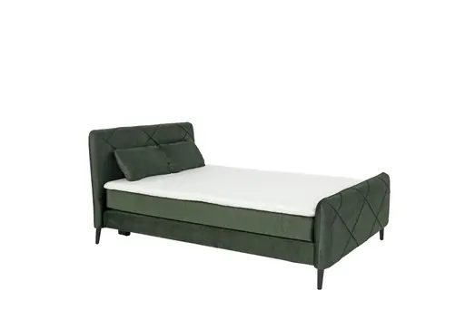 Boxspringbett JESSI- Liegefläche ca. 140x200 cm, Stoff, Dunkelgrün