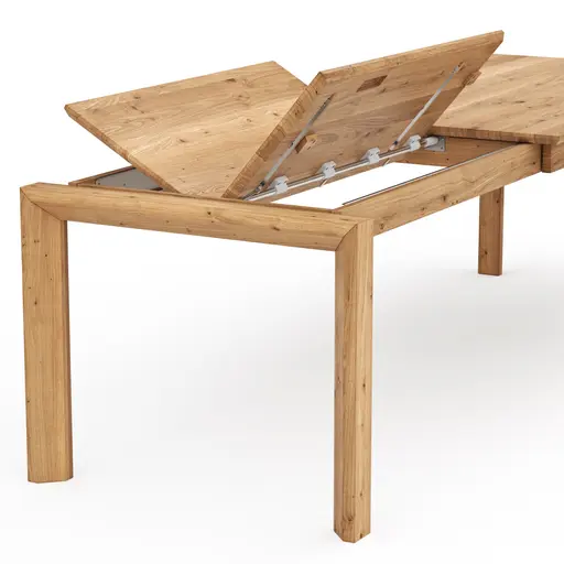 Esstisch Farmingdale - ausziehbar, Platte mit schräger Kante, LB ca. 160x90 cm, Eiche massiv, natur geölt