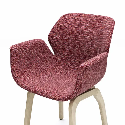 Armlehnstuhl Tooon - Stoff Weinbeere, Gestell Holz