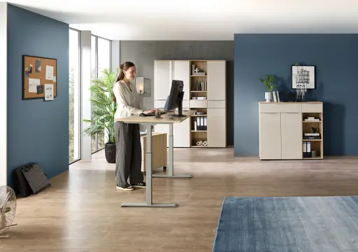 Rollcontainer - B ca. 45 cm, Riva Eiche Nachbildung, Kaschmir