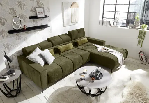 Couchtisch - Ø/H ca. 80x40 cm, Hellgrau marmoriert, Schwarz