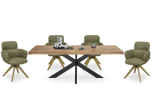 Armlehnstuhl MANJA - drehbar, Stoff, Braun