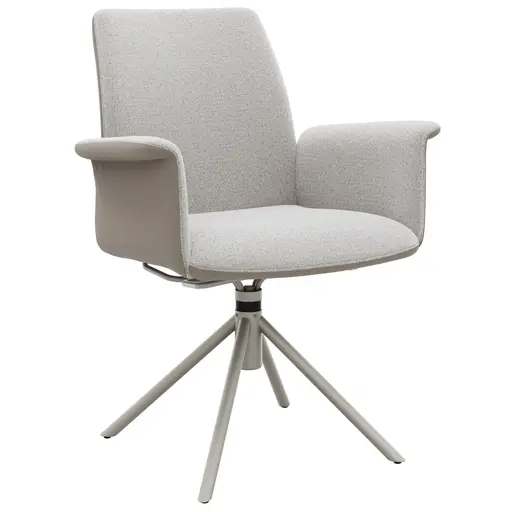 Armlehnstuhl Sedana - drehbar, Leder & Stoff, Grau