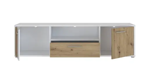 TV-Board FLORISS- Weiß, Eiche Dekor