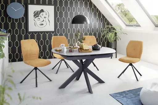 Esstisch MEGGIE - ausziehbar, LB ca. 130x100 cm, Keramik, Grau