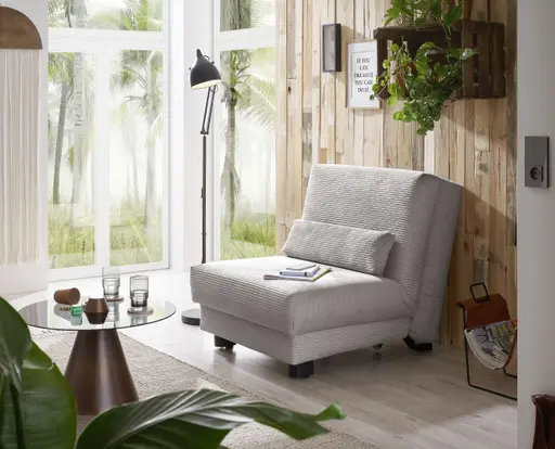  Faltsessel Easy Optik A - ohne Armlehnen inkl. Schlaffunktion, Cord, Hellgrau