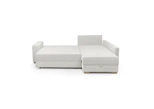 Ecksofa Jyte - 2-Sitzer mit Ecke rechts, Schlaffunktion mit Bettkasten, Stoff, Beige