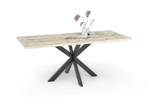 Esstisch - LB ca. 180x90 cm, Sandeiche, Schwarz