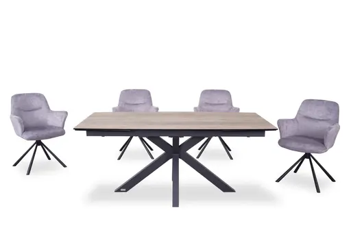 Armlehnstuhl MIRYA - drehbar, Stoff, Silberfarben