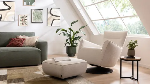 Sessel Lilaia - inkl. Dreh- und Wippfunktion, Stoff, Creme