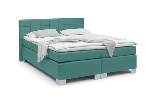 Boxspringbett HAIKOS- Liegefläche ca. 180x200 cm, Stoff, Petrol, Bonell, Inkl. Topper