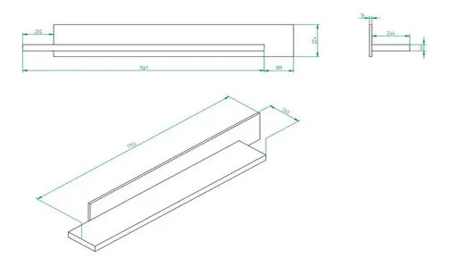 Wohnwand - mit Beleuchtung und Fernbedienung, Salbeigrün, Eiche Evoke Nachbildung