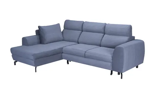 Ecksofa - Ecke links, 2-Sitzer inkl. Schlaffunktion mit Bettkasten, Stoff, Grau