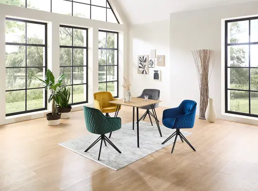 Armlehnstuhl - drehbar, Samt, Goldfarben