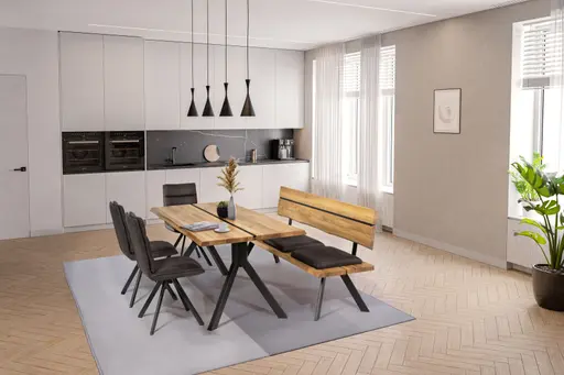 Bankteil - Breite ca. 200 cm, Wildeiche massiv, inkl. Sitzpolster