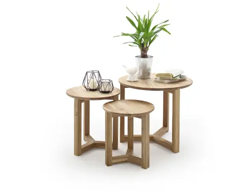 Couchtisch - 3-er Set, Asteiche massiv