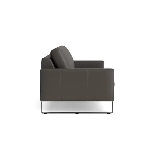 Sofa Enna - 3-Sitzig, Armlehne A, Leder, Dunkelbraun, Kufe, Schwarz