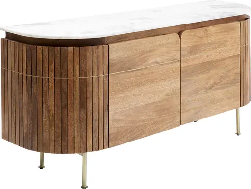 Sideboard- Massivholz, Mango, Gebeizt, Marmorplatte