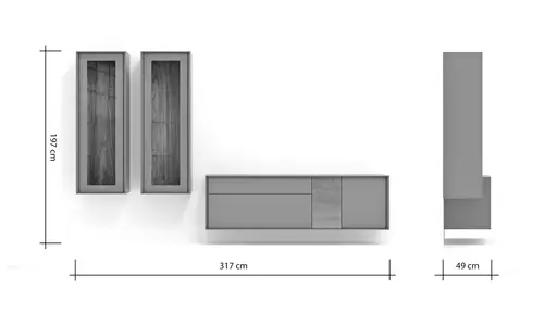 Wohnwand Parano - Lack, Anthrazit