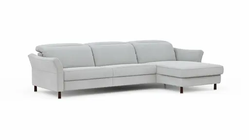 Ecksofa Rafaela - 3-Sitzer, Longchair rechts, Kopfteil verstellbar (manuell), Webstoff, Ecru