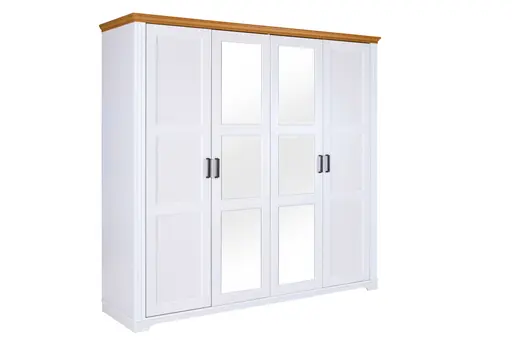 Drehtürenschrank - B ca. 215 cm, Weiß, Oak Colori