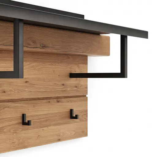 Wandpaneel Blackpool - Eiche massiv mit Metall schwarz