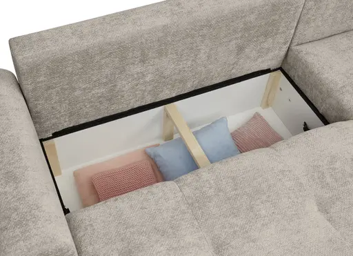 Ecksofa - 2-Sitzer mit Longchair rechts, Stoff, Beige